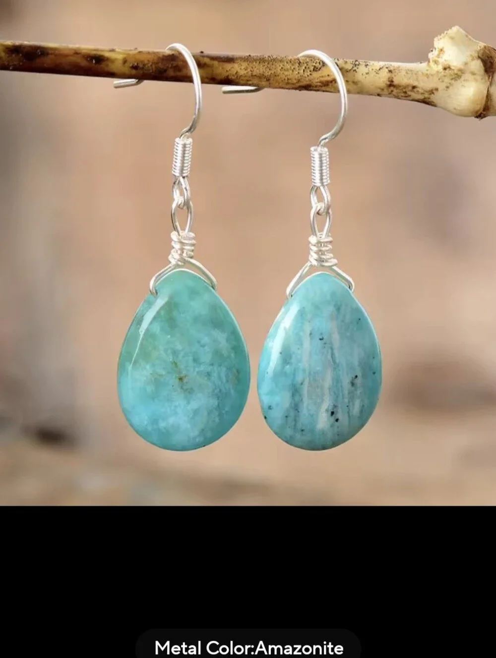 🩵🩵NEW🩵🩵 BEAUTIFUL!! Faceted AMZONITE Teardrop Dangle Earrings